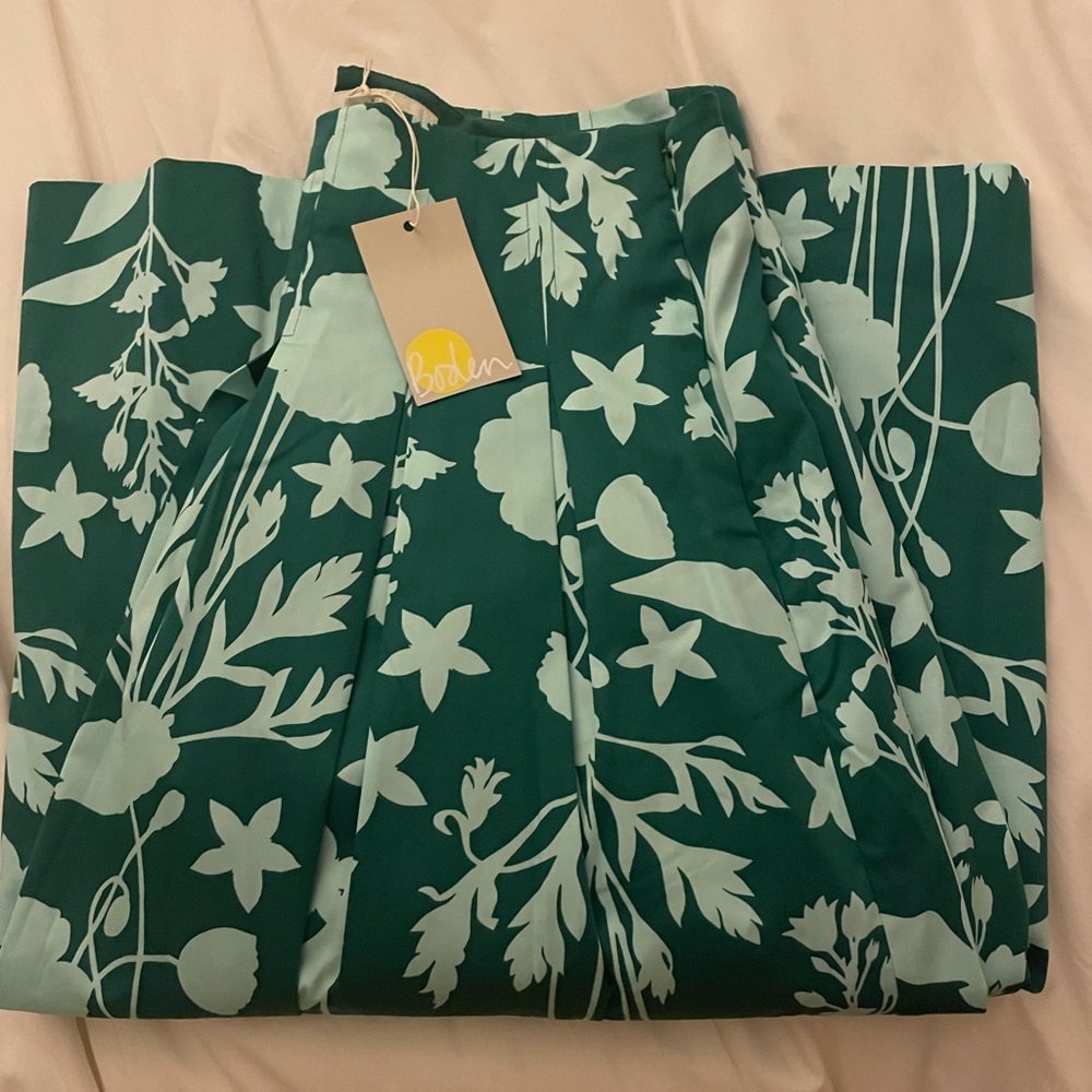 NWT-Boden Theodora Pleated Skirt-Forest, Sz 12